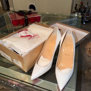 Christian Louboutin White Kate 100 Pointed Toe Pumps
